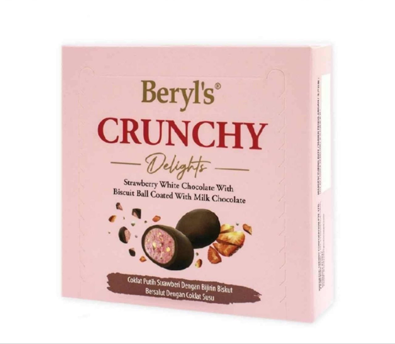 Beryl's Crunchy Delights Strawberry White Choc Biscuit Ball With Milk Chocolate 60g